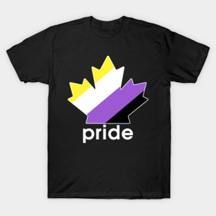 Non-Binary Pride Maple Leaf - White Font T-Shirt